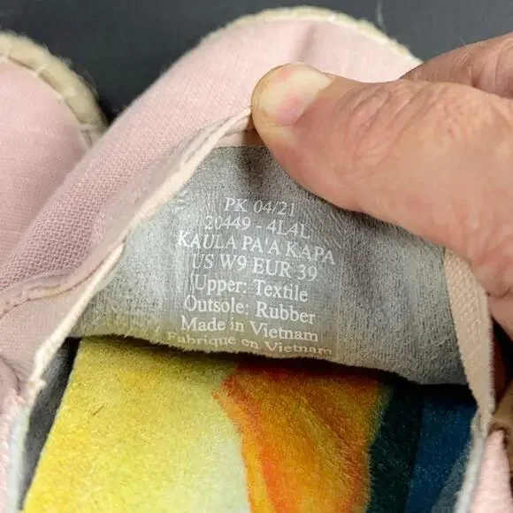 OLUKAI Kaula Pa'a Kapa Rose Pink Linen Espadrille Slip On Loafers Wms‎ 9US 39EU - Picture 3 of 9